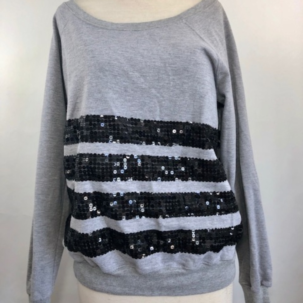 Faith 21 Forever 21 Gray Sweatshirt Black Sequence